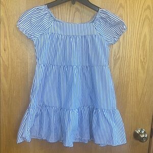 Persaya Blue and White Puff‎ Sleeve Sundress